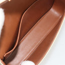CELINE Triomphe Shoulder Bag Leather White Gold Auth BA13935M-10