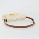 CELINE Triomphe Shoulder Bag Leather White Gold Auth BA13935M-7