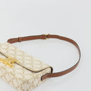 CELINE Triomphe Shoulder Bag Leather White Gold Auth BA13935M-14