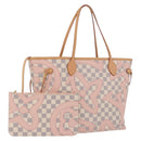 LOUIS VUITTON Damier Azur Tahiti Neverfull MM Rose N41050 LV Auth BA13936SAV-1