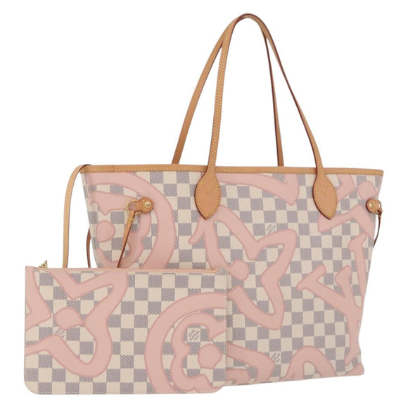 LOUIS VUITTON Damier Azur Tahiti Neverfull MM Rose N41050 LV Auth BA13936SAV