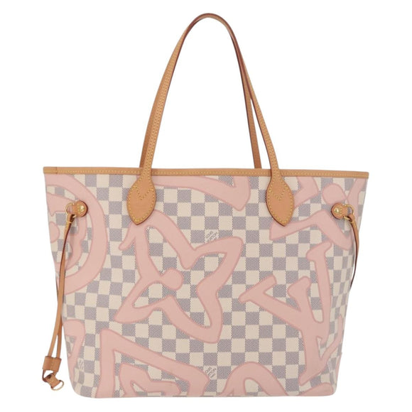LOUIS VUITTON Damier Azur Tahiti Neverfull MM Rose N41050 LV Auth BA13936SAV