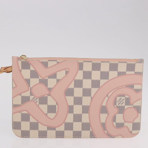 LOUIS VUITTON Damier Azur Tahiti Neverfull MM Rose N41050 LV Auth BA13936SAV
