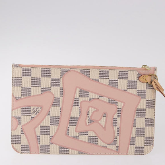 LOUIS VUITTON Damier Azur Tahiti Neverfull MM Rose N41050 LV Auth BA13936SAV
