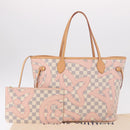 LOUIS VUITTON Damier Azur Tahiti Neverfull MM Rose N41050 LV Auth BA13936SAV-12