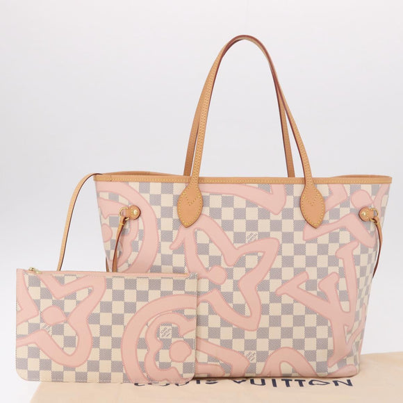 LOUIS VUITTON Damier Azur Tahiti Neverfull MM Rose N41050 LV Auth BA13936SAV