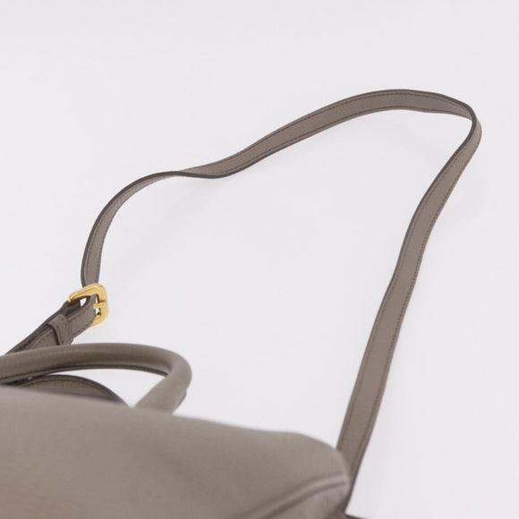 PRADA Vitterodino Hand Bag Leather 2way Gray Gold Auth BA13937V