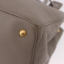 PRADA Vitterodino Hand Bag Leather 2way Gray Gold Auth BA13937V-17