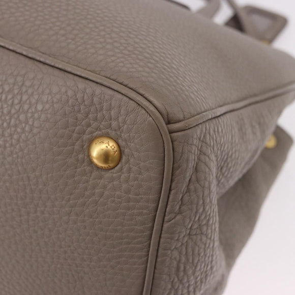 PRADA Vitterodino Hand Bag Leather 2way Gray Gold Auth BA13937V