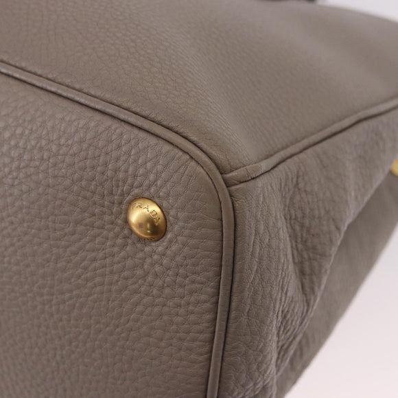 PRADA Vitterodino Hand Bag Leather 2way Gray Gold Auth BA13937V