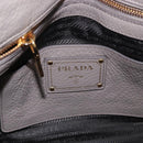 PRADA Vitterodino Hand Bag Leather 2way Gray Gold Auth BA13937V-20