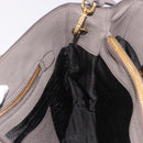 PRADA Vitterodino Hand Bag Leather 2way Gray Gold Auth BA13937V-21