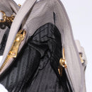 PRADA Vitterodino Hand Bag Leather 2way Gray Gold Auth BA13937V-22