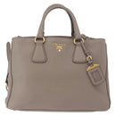 PRADA Vitterodino Hand Bag Leather 2way Gray Gold Auth BA13937V-13