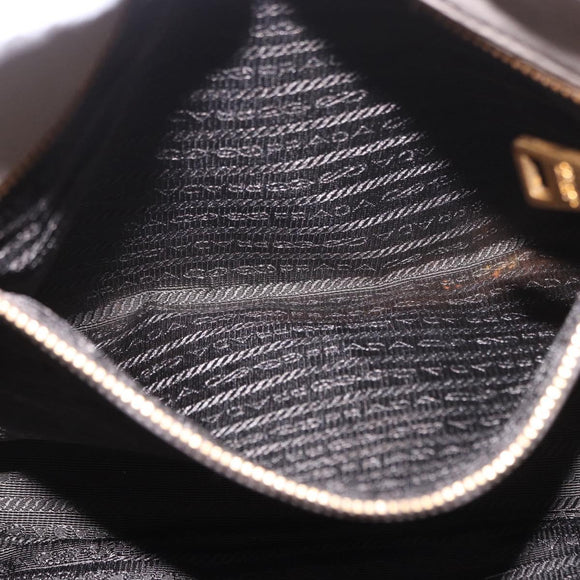 PRADA Vitterodino Hand Bag Leather 2way Gray Gold Auth BA13937V
