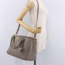PRADA Vitterodino Hand Bag Leather 2way Gray Gold Auth BA13937V-32