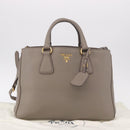 PRADA Vitterodino Hand Bag Leather 2way Gray Gold Auth BA13937V-12