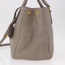 PRADA Vitterodino Hand Bag Leather 2way Gray Gold Auth BA13937V-3