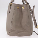 PRADA Vitterodino Hand Bag Leather 2way Gray Gold Auth BA13937V-4