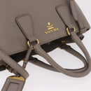 PRADA Vitterodino Hand Bag Leather 2way Gray Gold Auth BA13937V-6