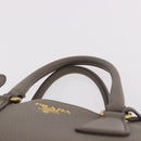 PRADA Vitterodino Hand Bag Leather 2way Gray Gold Auth BA13937V-14