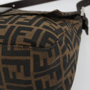 FENDI Zucca Canvas Mamma Baguette Shoulder Bag Brown Silver Auth BA13938V-10