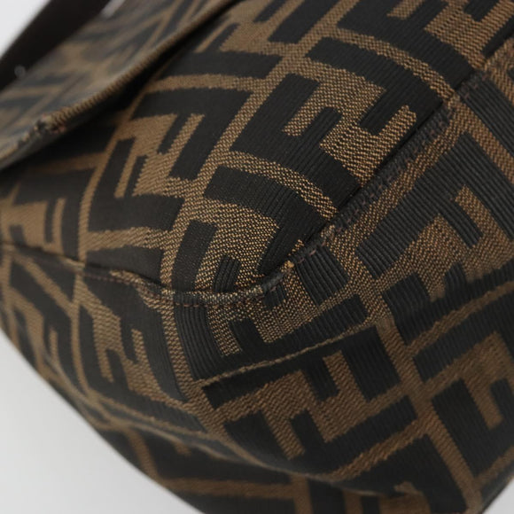 FENDI Zucca Canvas Mamma Baguette Shoulder Bag Brown Silver Auth BA13938V