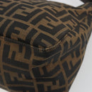 FENDI Zucca Canvas Mamma Baguette Shoulder Bag Brown Silver Auth BA13938V-12
