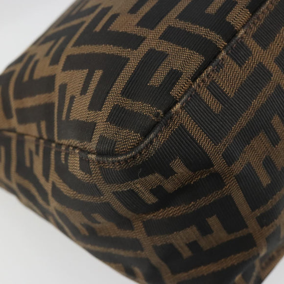 FENDI Zucca Canvas Mamma Baguette Shoulder Bag Brown Silver Auth BA13938V