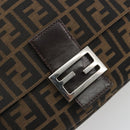 FENDI Zucca Canvas Mamma Baguette Shoulder Bag Brown Silver Auth BA13938V-15