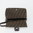FENDI Zucca Canvas Mamma Baguette Shoulder Bag Brown Silver Auth BA13938V-16