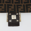 FENDI Zucca Canvas Mamma Baguette Shoulder Bag Brown Silver Auth BA13938V-17