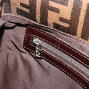 FENDI Zucca Canvas Mamma Baguette Shoulder Bag Brown Silver Auth BA13938V-22