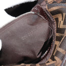 FENDI Zucca Canvas Mamma Baguette Shoulder Bag Brown Silver Auth BA13938V-24