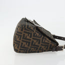 FENDI Zucca Canvas Mamma Baguette Shoulder Bag Brown Silver Auth BA13938V-4