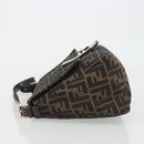 FENDI Zucca Canvas Mamma Baguette Shoulder Bag Brown Silver Auth BA13938V-5