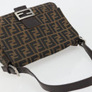 FENDI Zucca Canvas Mamma Baguette Shoulder Bag Brown Silver Auth BA13938V-6