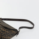 FENDI Zucca Canvas Mamma Baguette Shoulder Bag Brown Silver Auth BA13938V-8