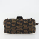 FENDI Zucca Canvas Mamma Baguette Shoulder Bag Brown Silver Auth BA13938V-9