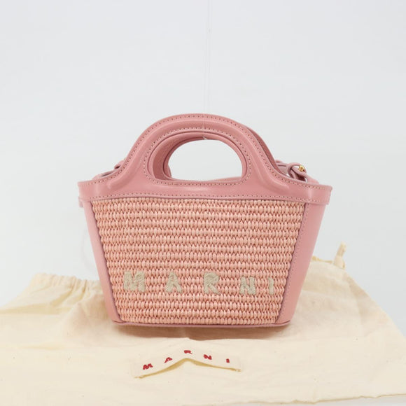 MARNI Tropicaria Micro Shoulder Bag Raffia 2way Pink Auth BA13939A