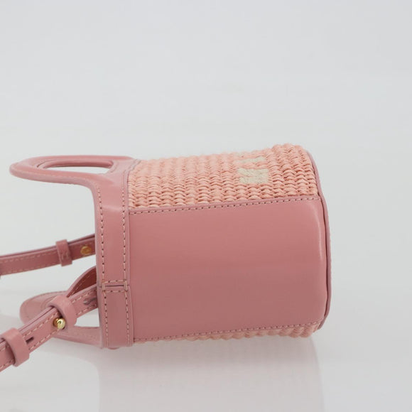 MARNI Tropicaria Micro Shoulder Bag Raffia 2way Pink Auth BA13939A