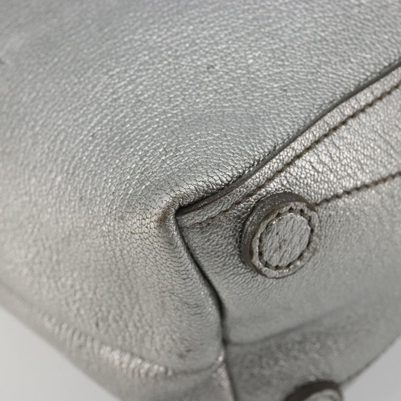 Miu Miu Shoulder Bag Leather Silver Auth BA13941A