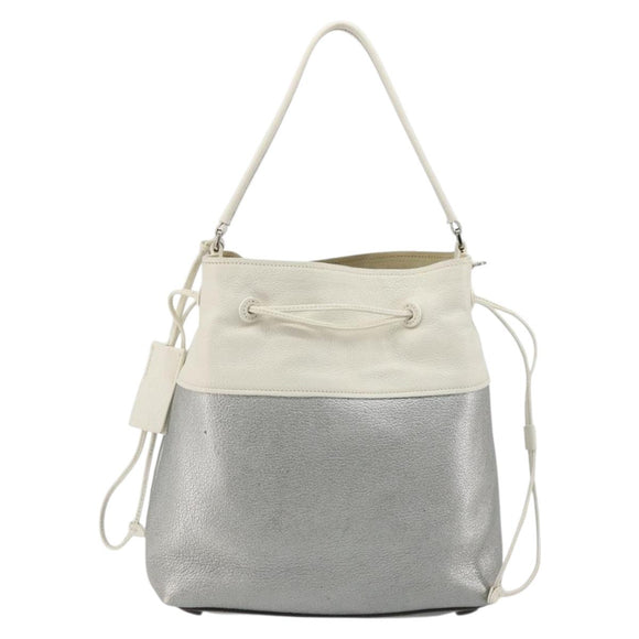 Miu Miu Shoulder Bag Leather Silver Auth BA13941A