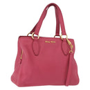 Miu Miu Vittello Caribbean Hand Bag Leather 2way Pink Gold Auth BA13942A-1