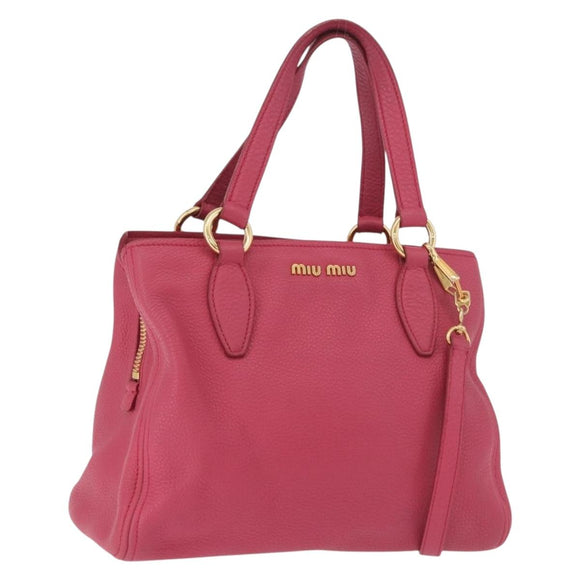 Miu Miu Vittello Caribbean Hand Bag Leather 2way Pink Gold Auth BA13942A