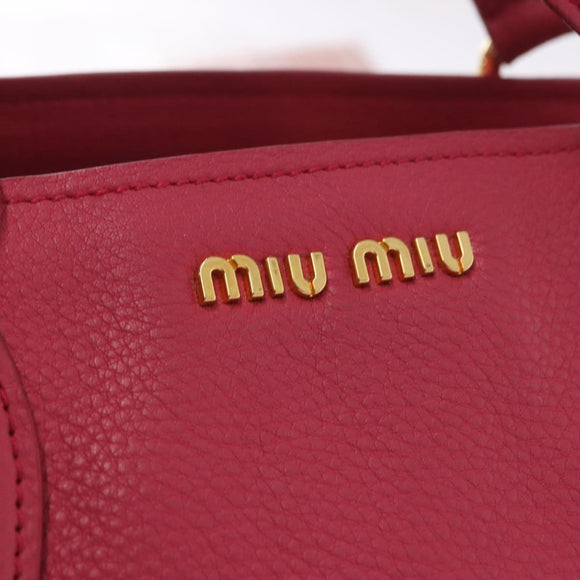 Miu Miu Vittello Caribbean Hand Bag Leather 2way Pink Gold Auth BA13942A