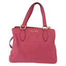 Miu Miu Vittello Caribbean Hand Bag Leather 2way Pink Gold Auth BA13942A-13