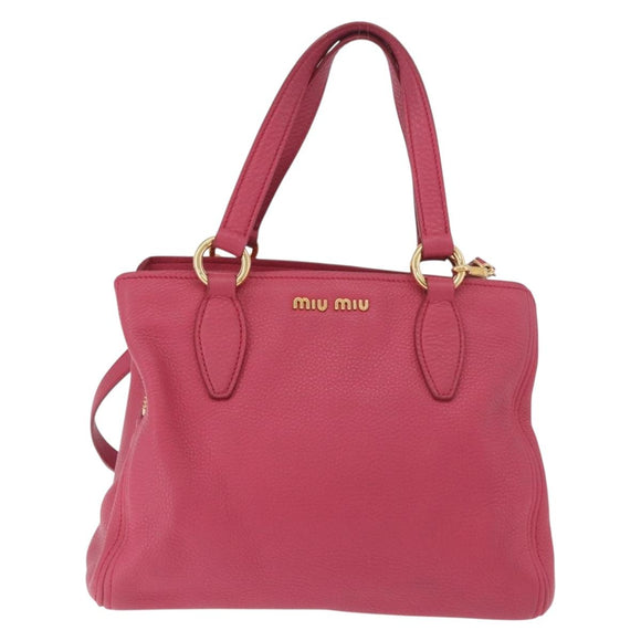 Miu Miu Vittello Caribbean Hand Bag Leather 2way Pink Gold Auth BA13942A