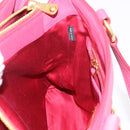 Miu Miu Vittello Caribbean Hand Bag Leather 2way Pink Gold Auth BA13942A-22