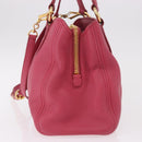 Miu Miu Vittello Caribbean Hand Bag Leather 2way Pink Gold Auth BA13942A-3